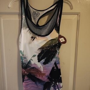SO Women's Tropical Print Tank Top - Multicolor